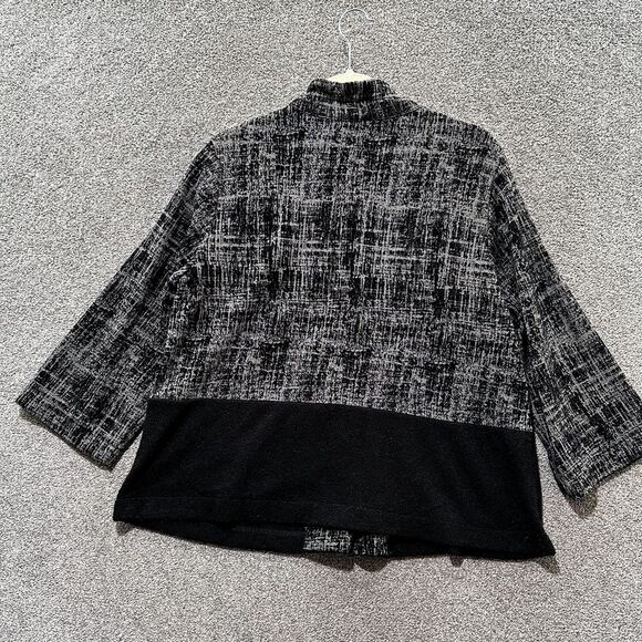 Terra SJ Apparel Blazer Jacket L Black Gray Button Up Mock Neck Office Casual - Picture 2 of 12